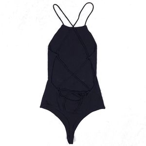 Revolve Privacy Please Amble Bodysuit black strappy backless evening summer
